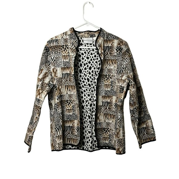 Alfred Dunner Ladies Safari Print Animal Open Jacket Long Sleeve Stylish SZ 10 - Picture 2 of 6